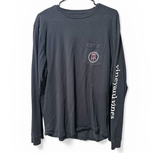 Vineyard Vines Men’s Navy Long-Sleeve Pocket Tee with Sleeve Logo